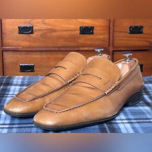 Salvatore Ferragamo Penny Brown Leather Men’s Slip On Dress Loafers Size 11 2E